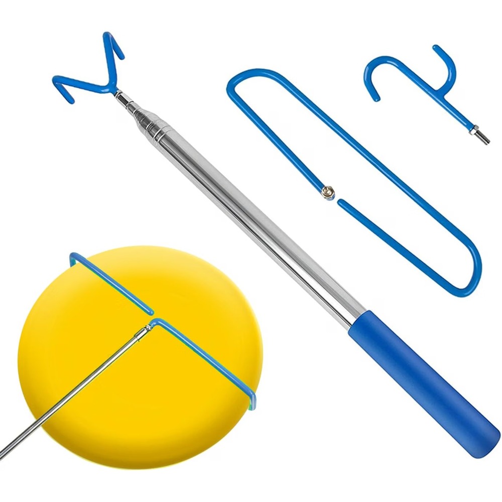 imgokaha 16FT Disc Golf Retriever Pole 3 Hooks Telescoping Grabber Blue DD22